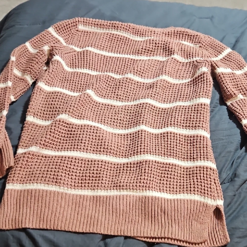 Pink Rose Textured Cardigan in Brown and Cream - Picture 4 of 4